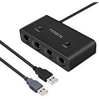Wii U Gamecube NGC Controller Adapter Switch with Turbo and Home Buttons for Wii U, Nintendo Switch, PC USB with 4 Port