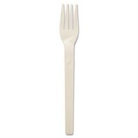 Biodegradable Cutlery, Plant Starch/Oil Fork, 6"" Length, White, 50/Pack, Sold as 50 Each
