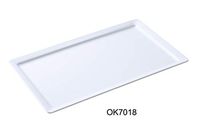 Yanco OK-7018 Osaka-2 Display Plate, Rectangular, 18" Length, 12" Width, Melamine, White Color, Pack of 6