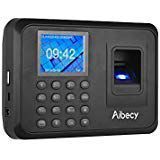 Aibecy Attendance Machine, Biometric Fingerprint Password Attendance Machine with 2.4 inch LCD Screen Employee Management Time Clock Checking-in Recorder Support U Disk to Download Data