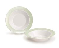 " OCCASIONS" 60 Bowls Pack, Disposable Wedding Party Plastic Bowls (12oz Soup Bowl, Rio in White & Pearled Green)