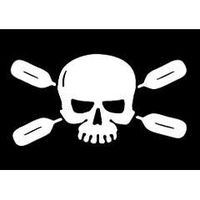 Chase Grace Studio Skull and Paddles Kayaking Canoeing Vinyl Decal Sticker |WHITE|Cars Trucks SUV Laptops Canoe Kayak Wall Art|7" X 4.5"|CGS184
