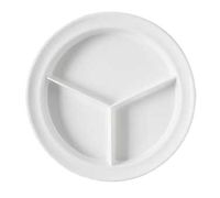 Yanco MS-710WT Mile Stone Three Compartment Plate, 10.25" Diameter, Melamine, White Color, Pack of 24