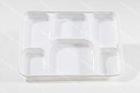 PlasticThali - Six Compartment white Plastic Plate (Virgin Plastic) (100)