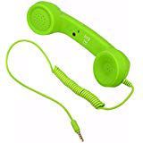 Retro Radiation-Proof Phone Handset Adjustable Tone Cell Phone Receiver Microphone Earphone 3.5 MM Socket for Android/iOS Mobile Phone (Green)
