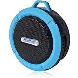 Waterproof Wireless Bluetooth Speaker, Includes Removable Suction and Climber's Hook for Shower and Outdoor Sports Use (Blue)