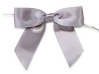 6ct. Pre-Tied Silver 3" Satin Gift Bows Wire Ties Ready-to-Use 7/8" Ribbon