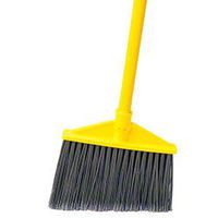 RUBBERMAID Brute Angled Large Broom, Poly Bristles, 46-7/8" Metal Handle, Yellow/Gray (Case of 4)