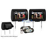 Absolute DPH-980PKGB 9.5-Inch Headrest Pillow Monitor with DVD Player USB/SD/MMC Ready, Pair (Black)