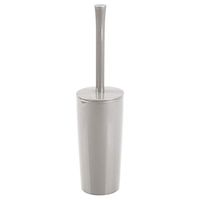 mDesign Slim Compact Plastic Toilet Bowl Brush and Holder for Bathroom Storage - Sturdy, Deep Cleaning - Light Gray