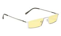 Blue Light Blocking Computer Reading Glasses - Half-rim Frame Yellow Tinted Lens（Silver，+2.25）