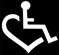 Handicap Heart Logo - Vinyl 6" tall (Color: WHITE) decal laptop tablet skateboard car windows stickers