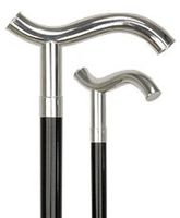 Sterling Silver Fritz Handle Walking Cane with Black Beechwood Shaft and Collar