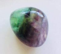 Single stone: Fluorite ~ One 3/4 inch stone ~ color varies ~ Ravenz Roost stones with velour pouch and info note and card
