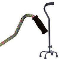 Quad Cane - Canterbury. Offset handle for greater stability. This quad cane has 300 pounds capacity. Push button height adjustmen in 1" increments..