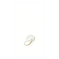 Caspari White Pearl & Gold Paper Linen Guest Towel Napkins in Letter P - Pack of 24