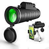 Monocular Telescope 12X50 High Power Spotting Scopes - Low Night Vision with Phone Clip and Tripod for Cell Phone (Monocular)