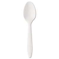 Boardwalk SPOON Mediumweight Polypropylene Cutlery, Teaspoon, White, 1000/carton