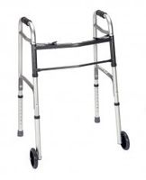 Walker Two button Folding Walker with 5 Inch Front Wheels