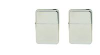 Thirsty Rhino Klik, Windproof Refillable Oil Wick Lighter with Vintage Flip Top and Aluminum Gift Case, Set of 2 (Silver)