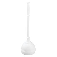InterDesign Kent Plastic Toilet Bowl Plunger Set, Classic Design Slim Compact Plunger and Holder for Bathroom - Sturdy, Deep Cleaning, 5.96" x 5.96" x 21.66", White