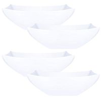 Plasticpro Disposable 64 ounce Square Serving Bowls, Party Snack or Salad Bowl, Large Plastic Elegant White Pack of 4