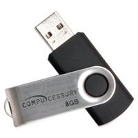 Compucessory 26466 Flash Drive, 8GB, Password Protected, Black/Aluminum