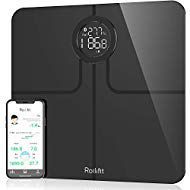 Rolli-fit Smart Body Fat Scale, Digital Bathroom Weight Scale Sync Compatible with Apple Health , Fitbit and Google Fit, Tracks 8 Key Compositions Analyzer, 6mm Tempered Glass, Large Display, Black