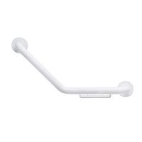 CSI Bathware BAR-BB12-TW-125-PW-SOAP Shaped Boomerang Grab Bar with wire soap dish, Powder White