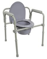 McKesson Folding Commode Chair Fixed Arm Steel Back Bar Up to 350 lbs
