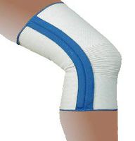 Alpha Medical Dual Spiral Stay Compression Knee Brace with 4-Way Stretch Elastic (Large, White w/Blue Trim)