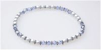 Blue Crystal and Silver Magnetic Therapy Stretch Anklet (Size Small - 9")