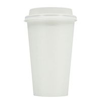 16 Ounce Disposable White Paper Coffee Hot Cups with Lids and Coffee Stencil - 50 Sets - Coffee Latte Macchiato To Go Large Portion