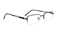 Half-Rim Reading Glasses Spring Hinges Metal Readers Men Women（Black，+1.75）
