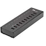 Xcellon High Speed 10-Port Powered USB Hub - 7 USB 3.0 Ports and 3 Power IQ Dual Data/Charging Ports for Macbook, Windows, Chrome and Linux PC, iPhone/Android Smartphones-Slim Aluminum Case-SH10-7H3HC