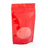 Red Solid Colored with Oval Window Stand-Up Pouch - 5-7/8 X 3-1/2 X 9 - Package 25