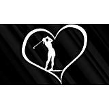 CRDesign Love Golf Heart Golfer Car Truck Laptop Vinyl Decal Sticker (White)