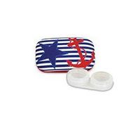 Cape Shore Red White and Blue Nautical Anchor Chic Microfiber Covered Contact Lens Travel Case and Lens Holder