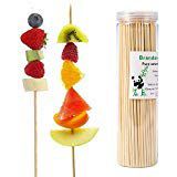 Brandonsuper Bamboo Skewers 8 Inch (200 Pcs) Natural BBQ for Shish Kabob, Grill, Appetizer, Fruit, Corn, Chocolate Fountain