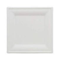 SpecialT Natural Bagasse 8 Inch Square Plate 100-Pack in White - Compostable Plates