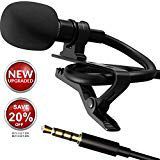Omnidirectional, Lavalier, Lapel, Microphone [Upgraded 2018] Clip on tie Shirt Compatiable with Smartphone, iPhone, Android Phone, DSLR, Laptop, pc, Camera, Camcorder
