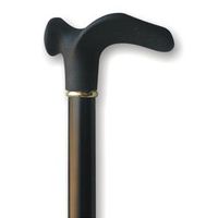 Wood Cane - With Contour Grip. Black. Left Handle