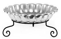 Cheffield CHA081+FF113 Round Scalloped Bowl with Iron Stand, 4 quart Capacity, X-Large