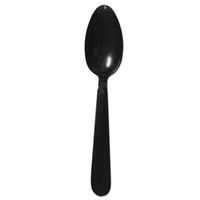Heavyweight Cutlery, Spoons, 6 1/2, Polypropylene, Black, 1000/Carton (2 Cartons)