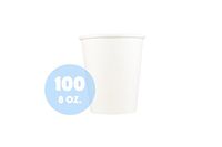 HeloGreen Disposable Paper Coffee Cups: 8 Ounce Hot Cups, Perfect for Travel, Office, To-Go, Beverages, Coffee, Tea, Water - White (Lids Sold Separately) - (100 Set)