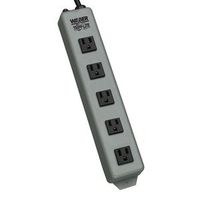 Tripp Lite 5 Outlet Waber Switchless Industrial Power Strip, 6ft Cord with 5-15P Plug (602)