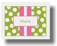 Paparte Note Cards (707 Pink and Green Stripe Name)