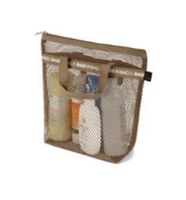 Bags in bag Portable Shower Mesh Caddy Bag Quick Dry Hanging Toiletry and Bath Organizer for Travel and Swimming (Brown)