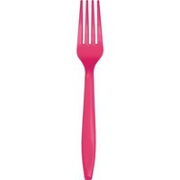 Club Pack of 600 Hot Magenta Premium Plastic Party Forks
