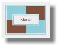 Paparte Note Cards (709 Blue and Brown Block Name)
